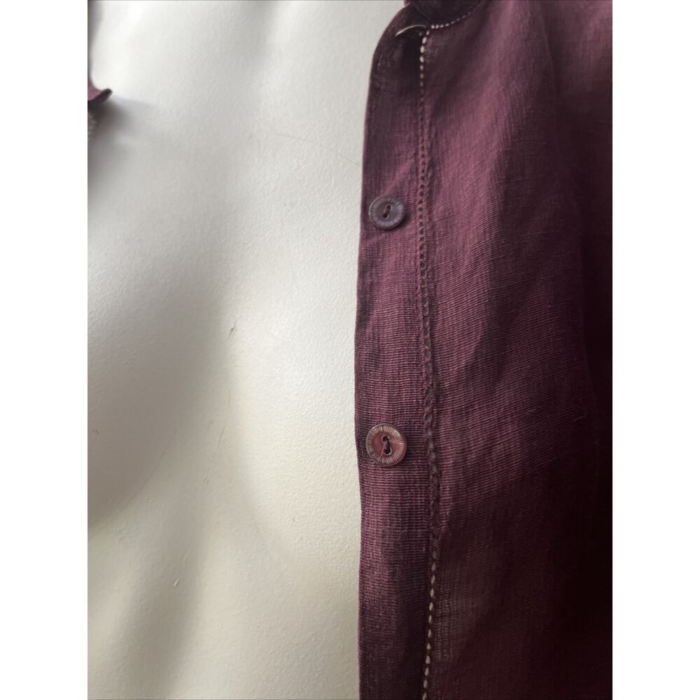 Eileen Fisher Blouse XS Linen silk Button Up Wine Merlot Lightweight Whimsigoth - Picture 10 of 16